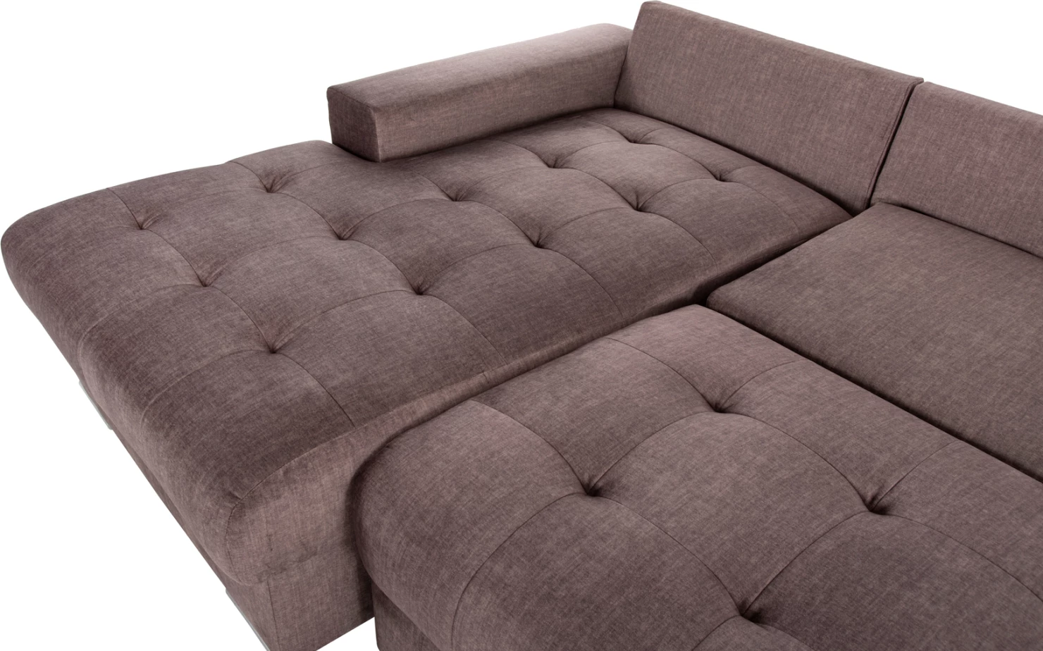 Kotna (leva) raztegljiva sedežna garnitura z ležiščem in shranjevalnim prostorom Clancy FH3281.03L rjava tkanina 308x181x92H cm