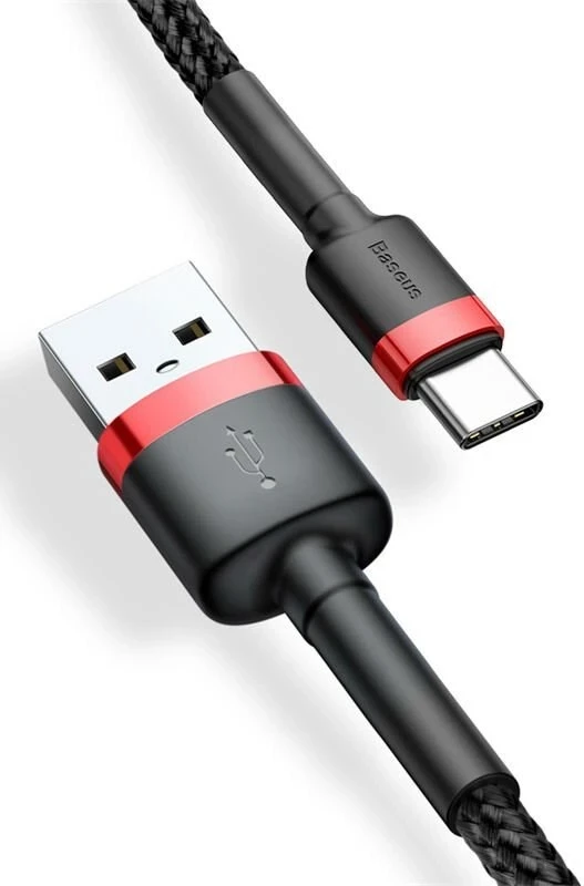 USB kabel, 2 m, USB A na USB C, črn in rdeč Baseus Cafule