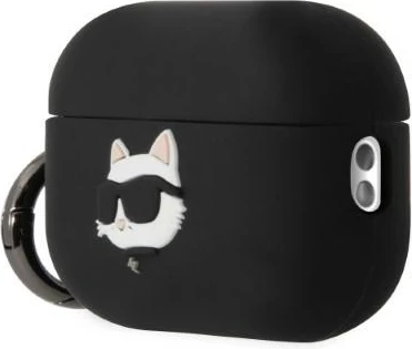 Ovitek za AirPods Pro 2, silikon, Choupette Head 3D, črn, Karl Lagerfeld KLAP2RUNCHK
