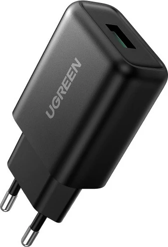 Stenski polnilec USB-A Quick Charge 3.0 18W, Ugreen, črn