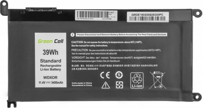 Baterija za prenosnik, 3400 mAh, 11,4 V, Green Cell DE150 za Dell Inspiron, črna