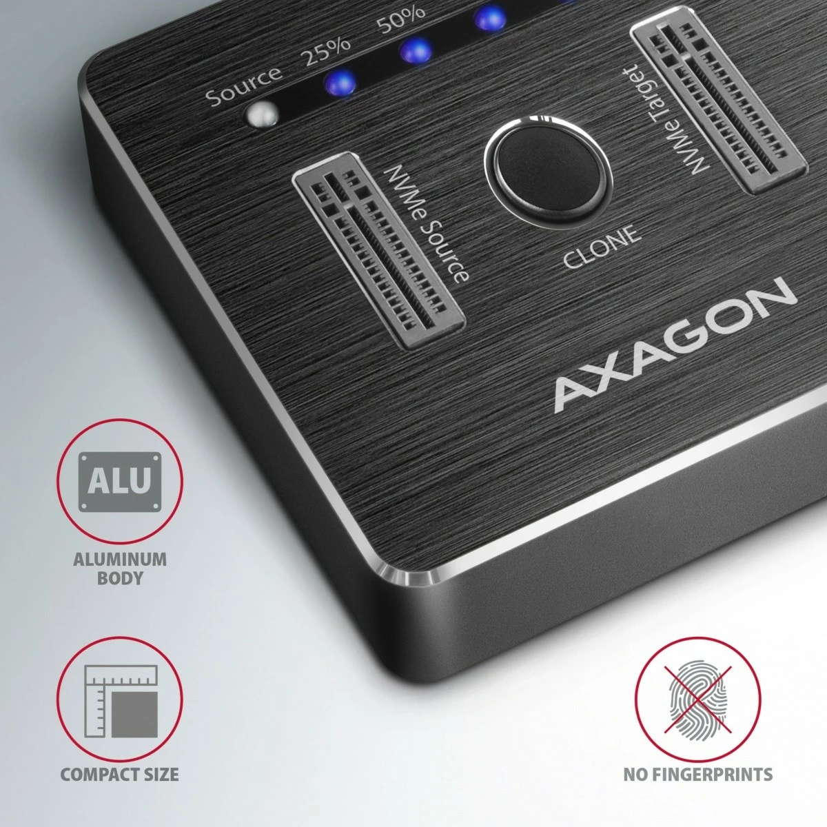 Dokacijska postaja za 2x NVMe M.2 SSD, USB-C 3.2 Gen 2, črna, AXAGON ADSA-M2C Dokacijska postaja za 2x NVMe M.2 SSD, USB-C 3.2 Gen 2, črna, AXAGON ADSA-M2C