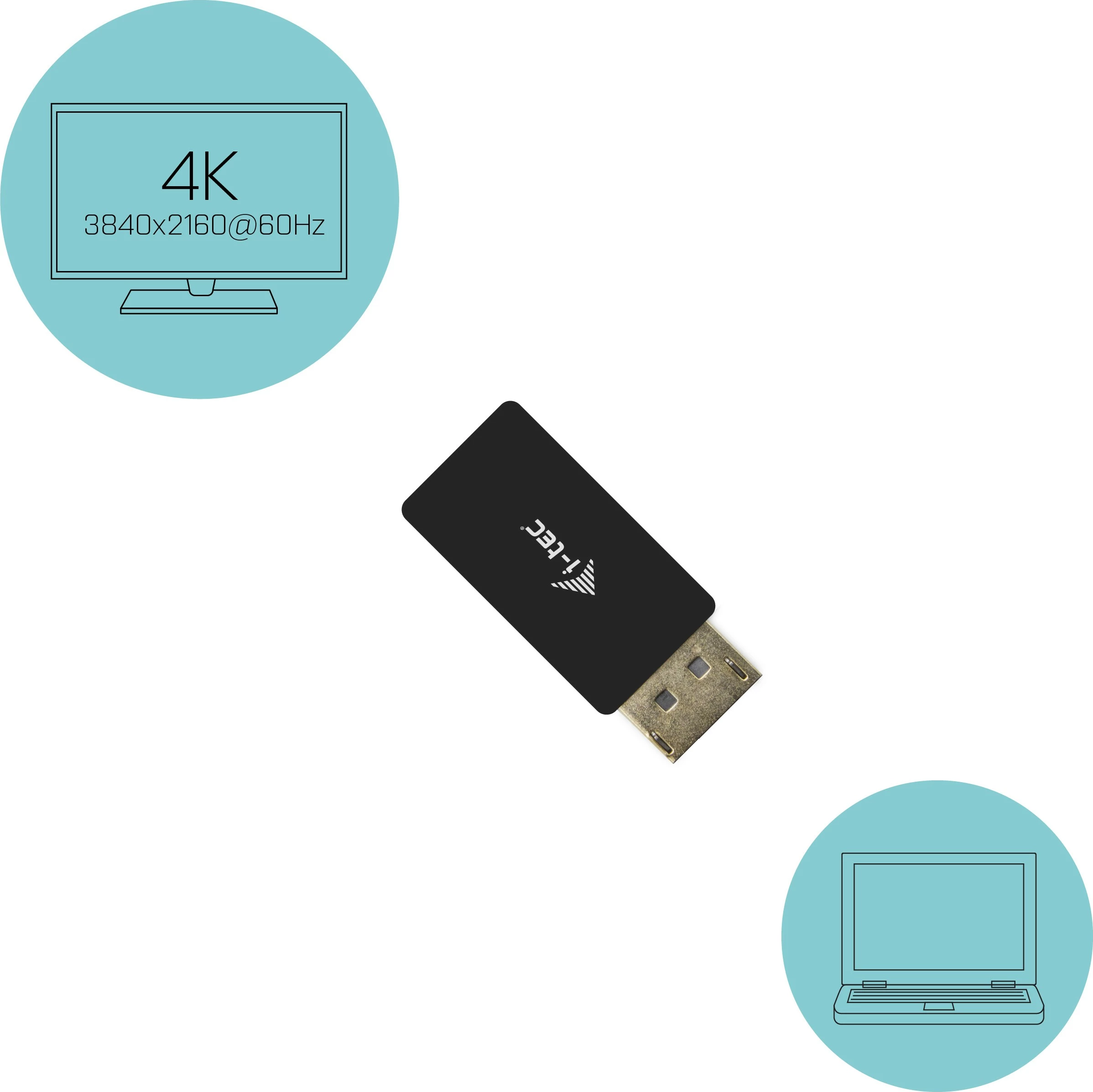 Adapter DisplayPort na HDMI 4K/60Hz, I-Tec, črn