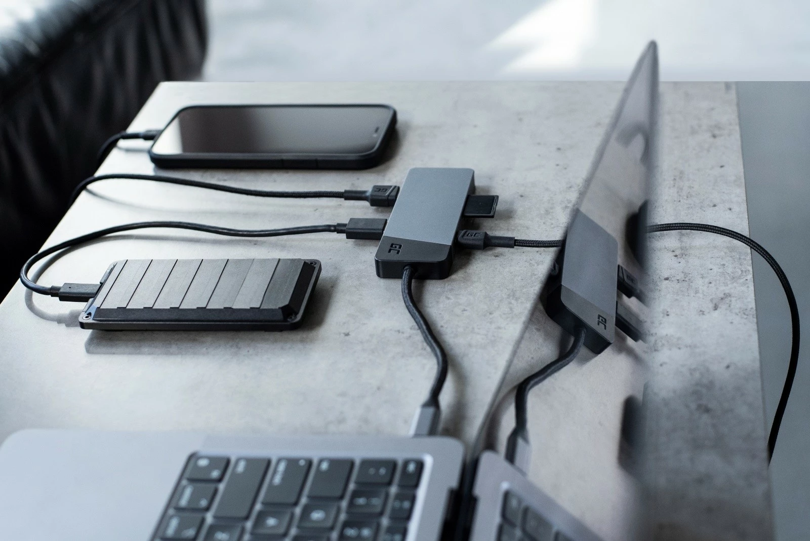 Hub adapter z 3x USB 3.1, HDMI 4K 60Hz, USB-C PD 85W, Green Cell HUBGC01, črno/srebrn