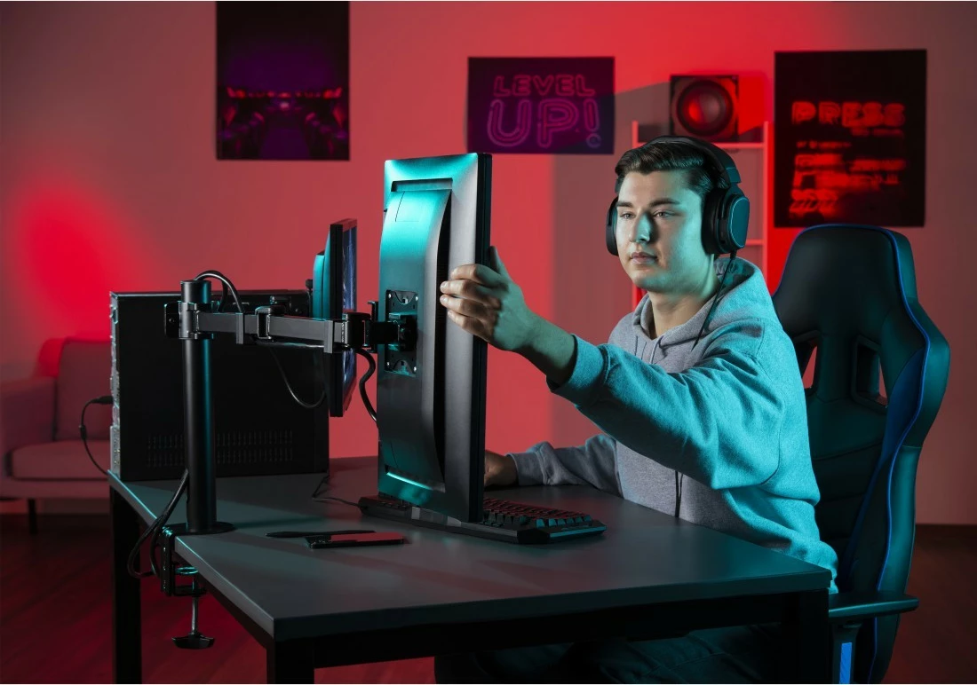 Nosilec za monitor za mizo, 2 roki, 13–35 in, črn Hama 118494