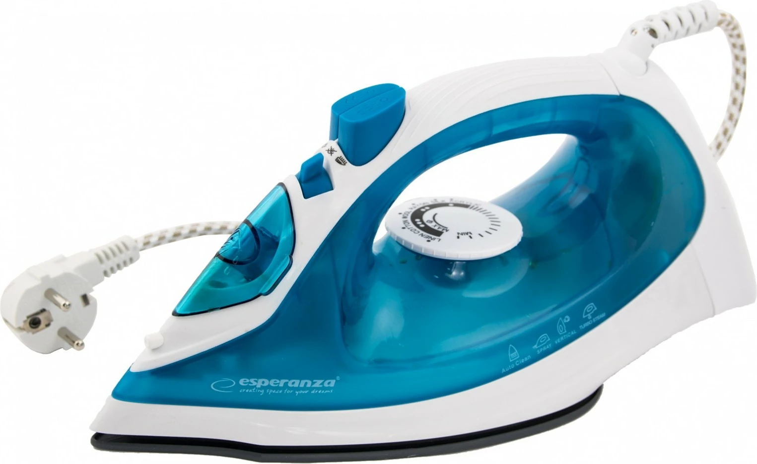 Parni likalnik Esperanza SLIDER EHI002, 2200 W, keramična plošča, modro/bel