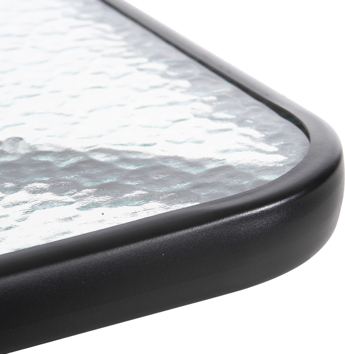 Zunanji kvadratni miza FIGO FH5036.03 iz črnega kovinsko-steklenega materiala 70Χ70Χ70H cm