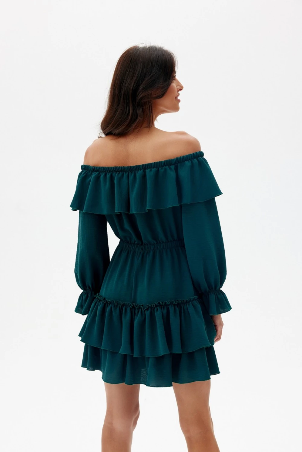 Mini obleka z volančki Roco Fashion 203271, zelena