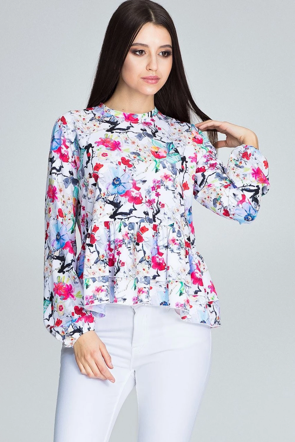 Bluza z večbarvnim cvetličnim vzorcem, Figl model 116240, večbarvna