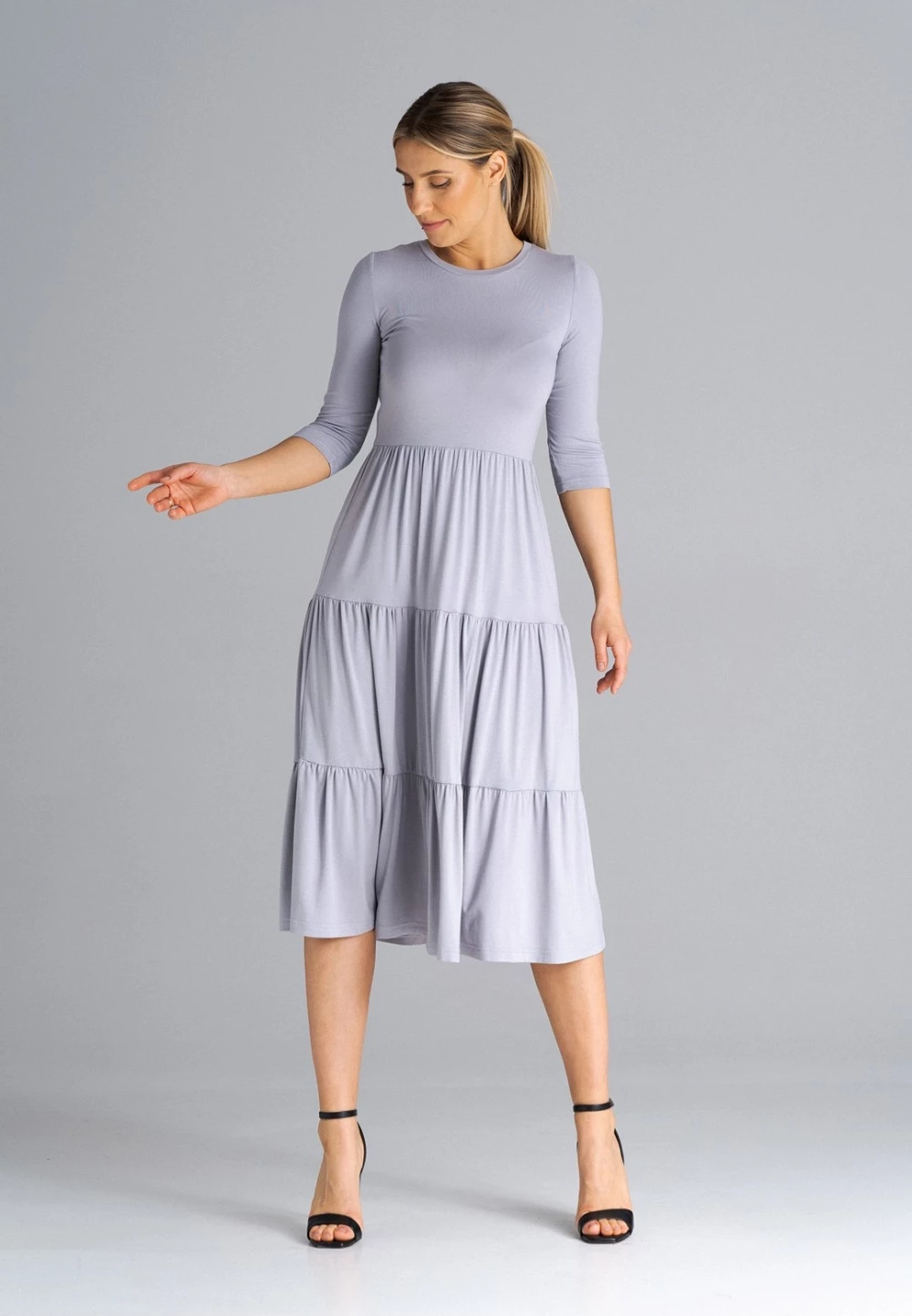 Midi obleka Figl 180850, siva