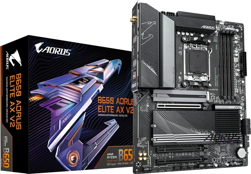 Plošča amê Gigabyte B650 AORUS ELITE AX V2, Socket AM5, ATX, črna