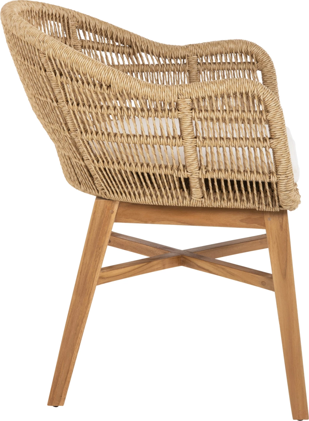 Fotelj LAMORA FH9826 iz tikovine-sintetična vrv-blazina 60x61x78Hcm