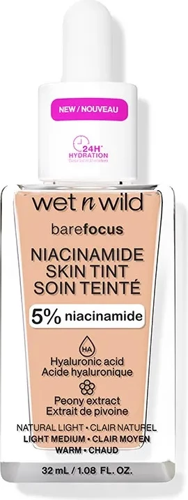 Lahka skin tint podlaga z niacinamidom Wet N Wild BareFocus 6090e, Light Medium Warm, 32 ml
