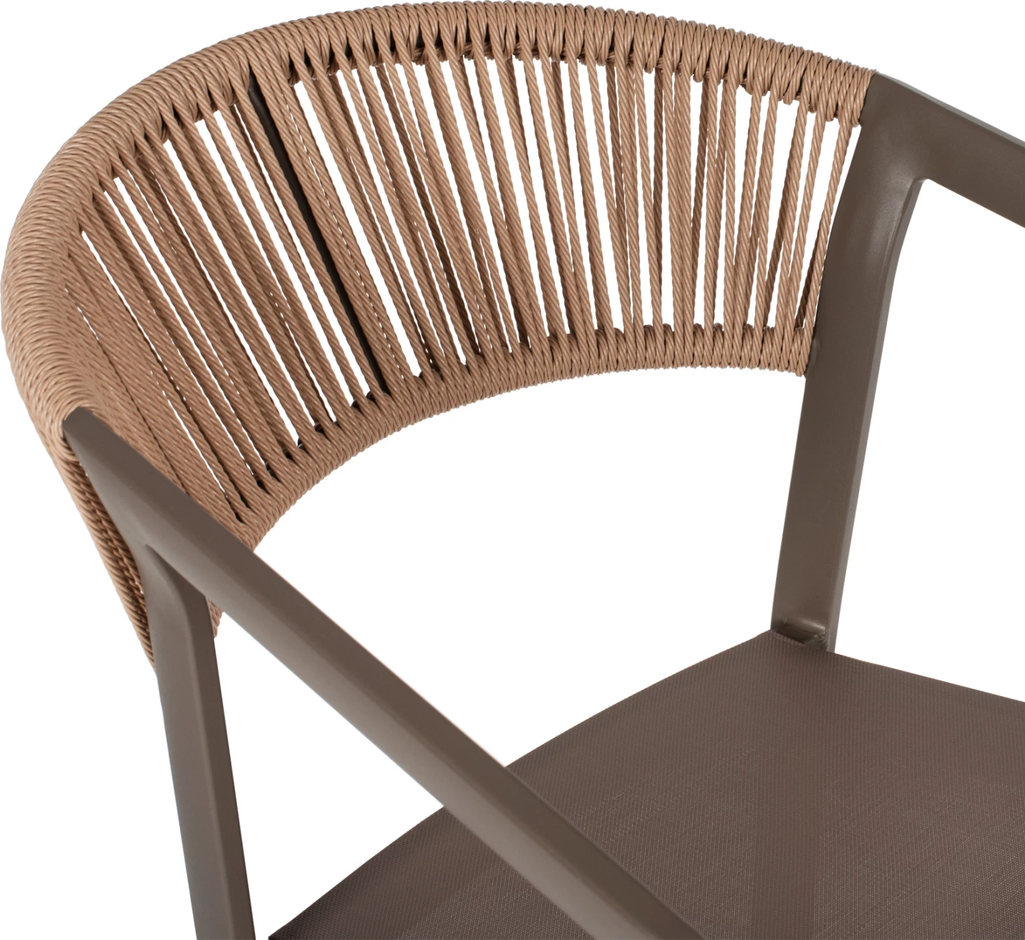 Barski stol aluminij z nasloni za roke šampanjske barve PE ratan tekstil bela 56x58x105Hcm.FH5892.03