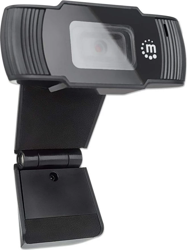 USB kamera, 2 MP, 1080p, z vgrajenim mikrofonom, črna — Manhattan