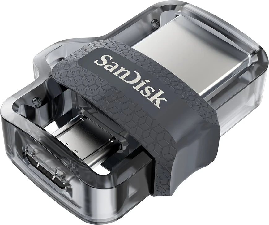 USB pogon Sandisk Ultra Dual, m3.0, 128 GB, črn / srebrn / prozoren