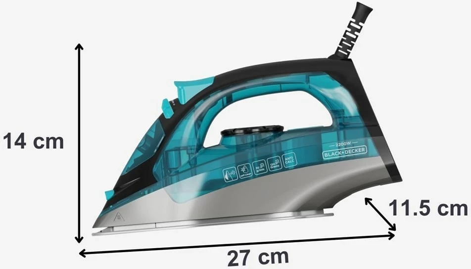 Parni likalnik BLACK+DECKER BXIR2201E, 2200 W, inox, črn