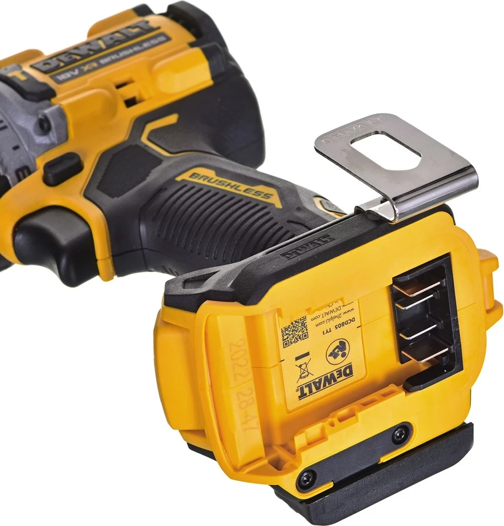 Kompakten akumulatorski vrtalnik-izvijač 18V DeWalt DCD805P2T, 2x5.0Ah, TSTAK, rumen