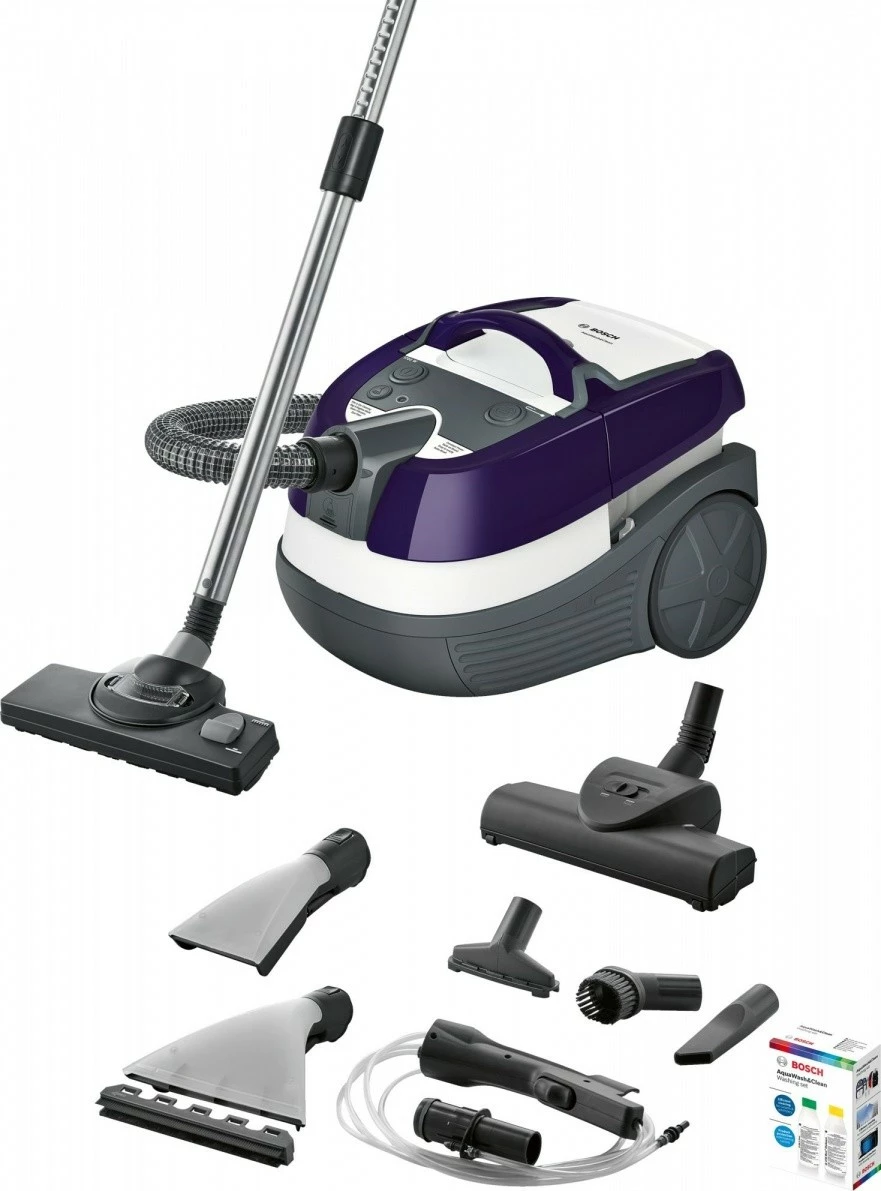 Sesalnik na vodo Bosch Aqua Wash&Clean BWD41740, 1700 W, 5 L, siva/vijolična