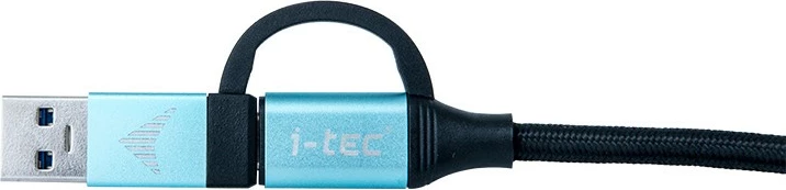 USB-C na USB-C kabl z vgrajenim USB 3.0 adapterjem i-tec, 1 m, 10 Gbit/s, črno/moder