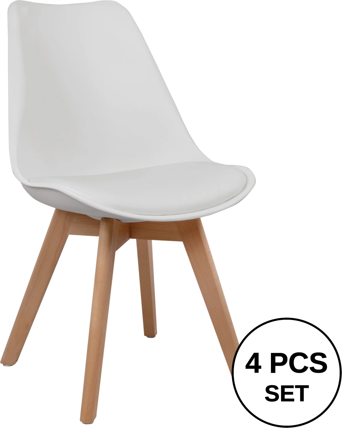 Stol Vegas FH0033.01-lesene noge-bel sedež-47x56,6x82Υ cm, set 4 kosov