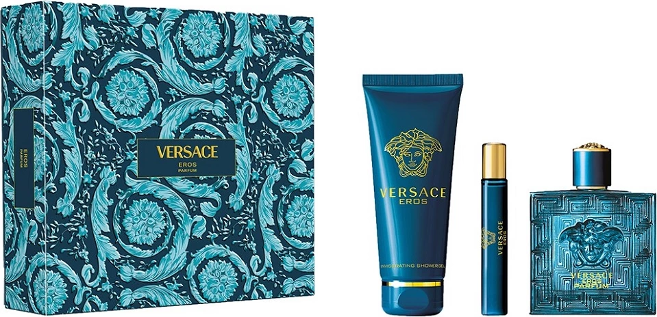 Eau de Parfum set Eros za moške Versace 100 ml + 10 ml + gel za prhanje 150 ml