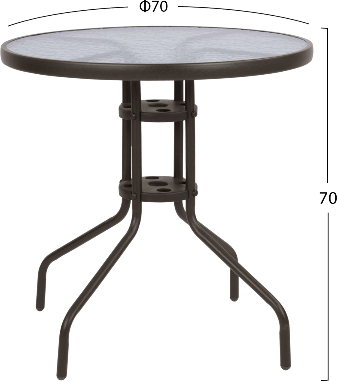 Miza kovinska rjava '70x70 FH5146.02