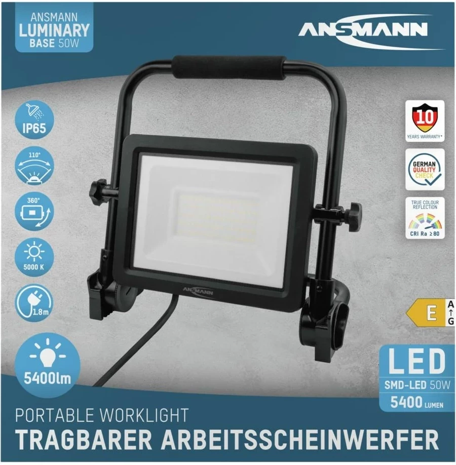 LED reflektor 50 W, aluminij, črn Ansmann FL50W-AC