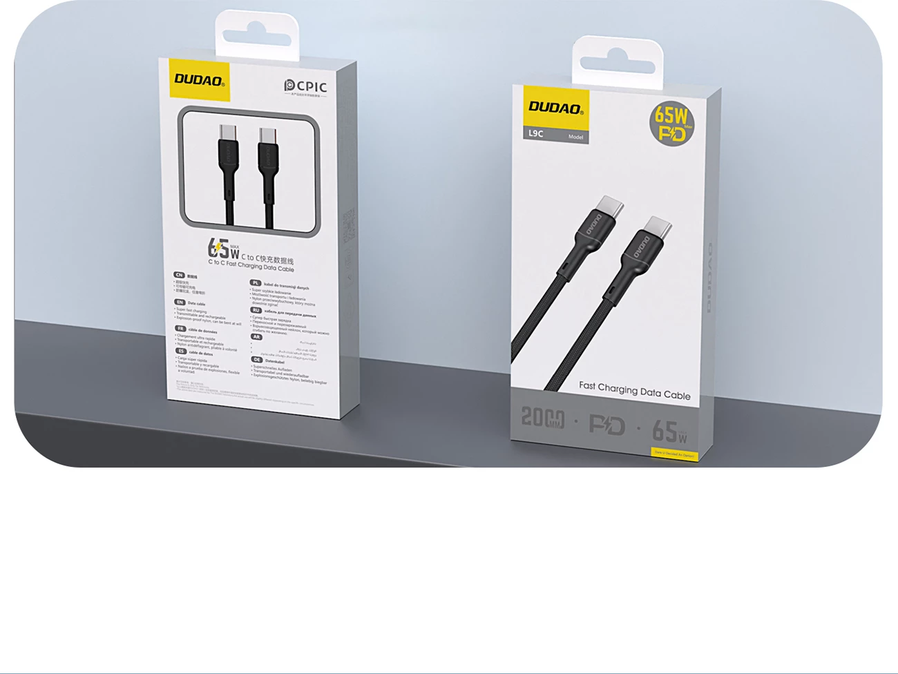 Kabel USB-C na USB-C, 2 m, 65 W, črn Dudao L9C