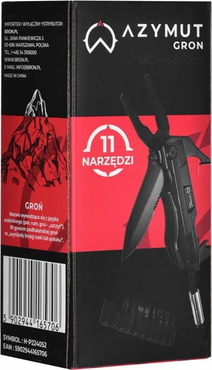 Večnamensko orodje Azymut, za turizem, črn