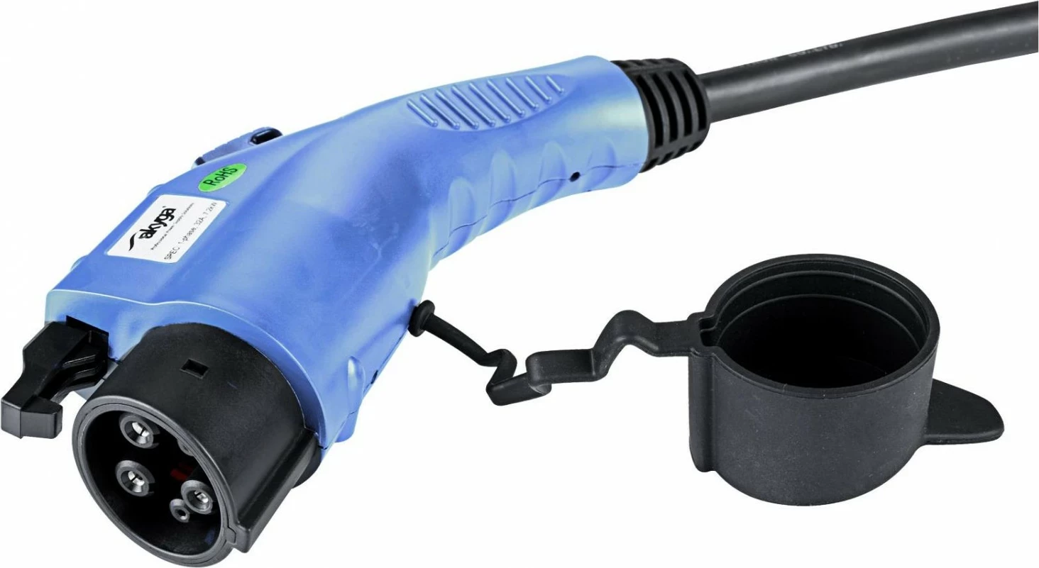 Polnilni kabel za električno vozilo Akyga AK-EC-08, Type 2/Type 1, eno-fazni, 32 A, 7,2 kW, 6 m, črno-modra