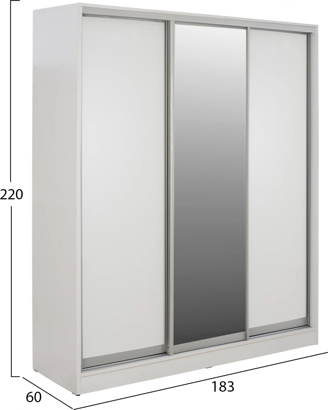 Drsna omara iz melamina z ogledalom, 3-delna FH2461.03 183x60x220 cm