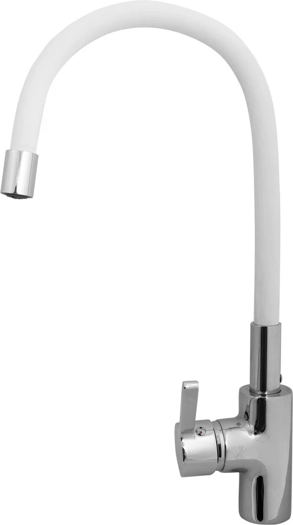 Kuhinjska pipa z izvlečnim izlivom PYRAMIS 090919538, enoročna, krom/bela