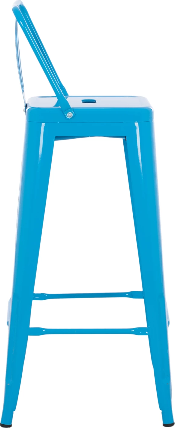 Kovinski barski stol Melita z naslonom v modri barvi FH8643.08 43x43x100 cm