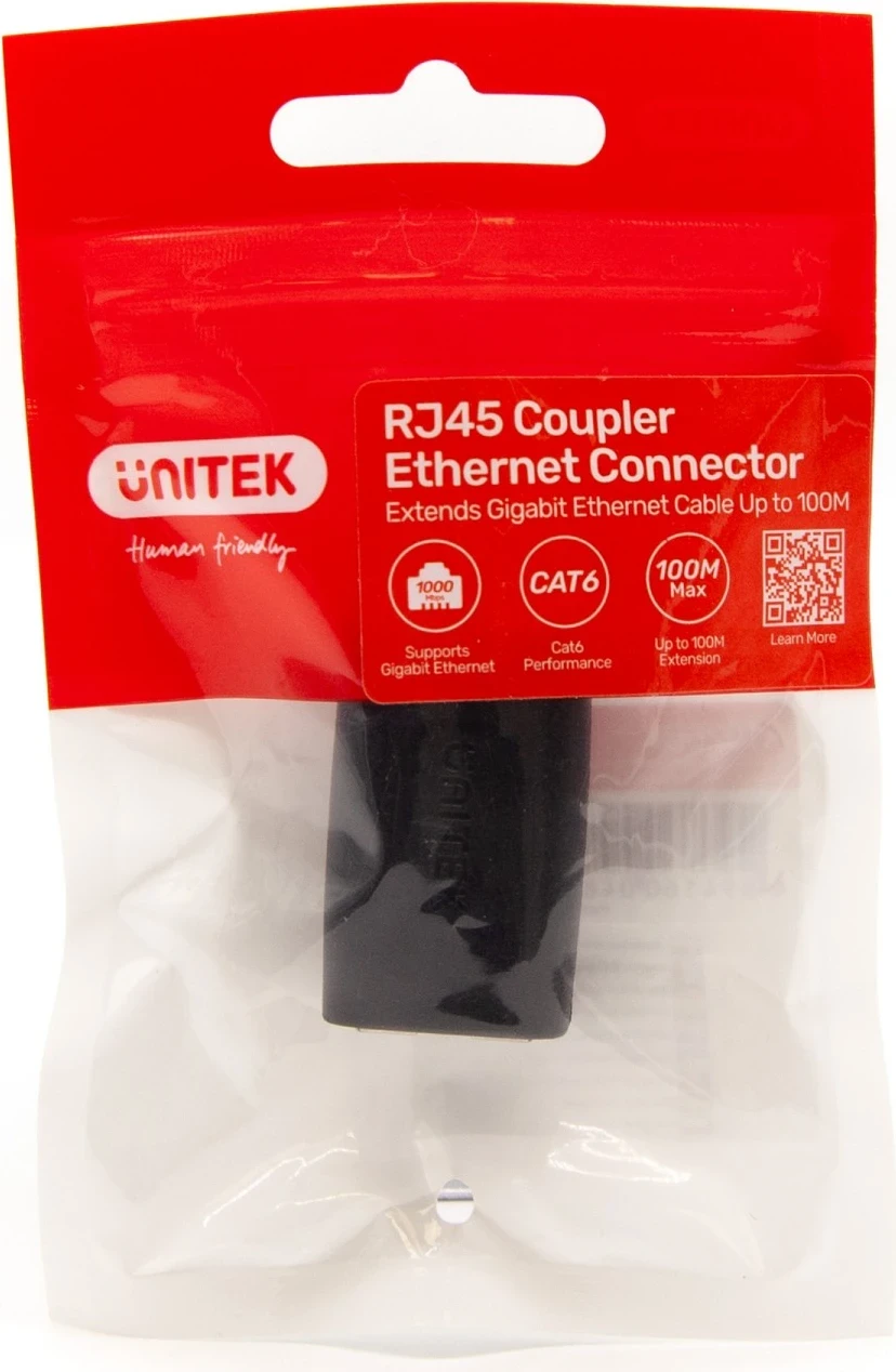 Povezovalec RJ45 (F) - RJ45 (F) Cat.6, 1 Gbps, črn (Unitek)