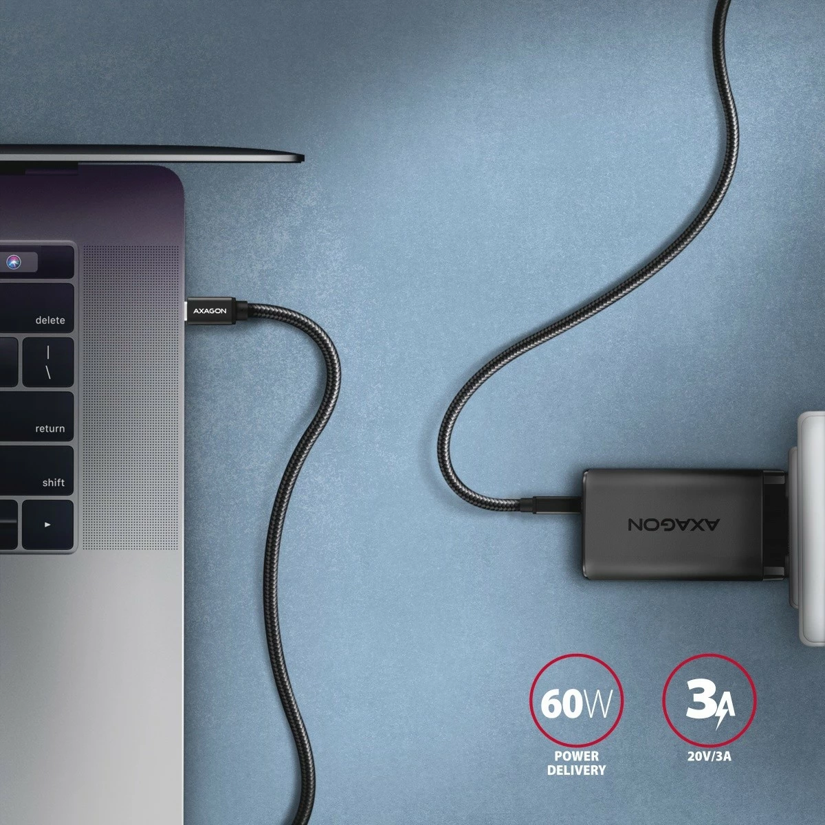 USB-C kabel AXAGON BUCM3-CM20AB, 2 m, 60 W, črn USB-C kabel AXAGON BUCM3-CM20AB, 2 m, 60 W, črn