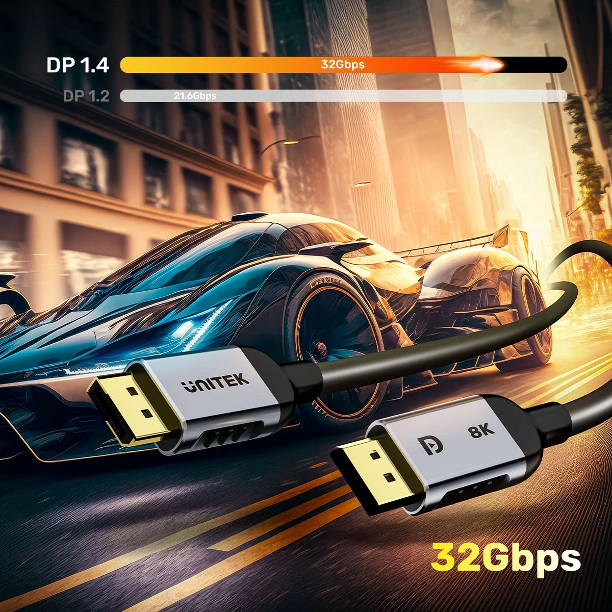 Kabel DisplayPort 1.4, 1 m, 8K 60 Hz, 4K 240 Hz, črn Unitek