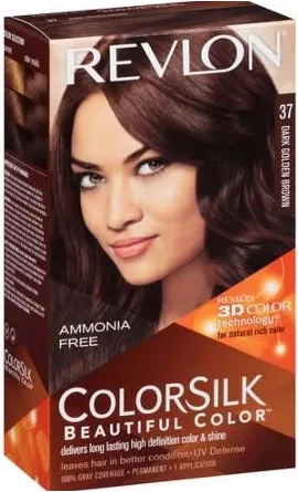 Barva za lase, brez amonijaka — Revlon Colorsilk 37, temno zlato rjava