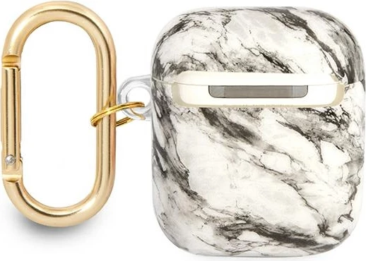 Ovitek za AirPods 1/2 iz kolekcije Marble Strap, siv - Guess GUA2HCHMAG