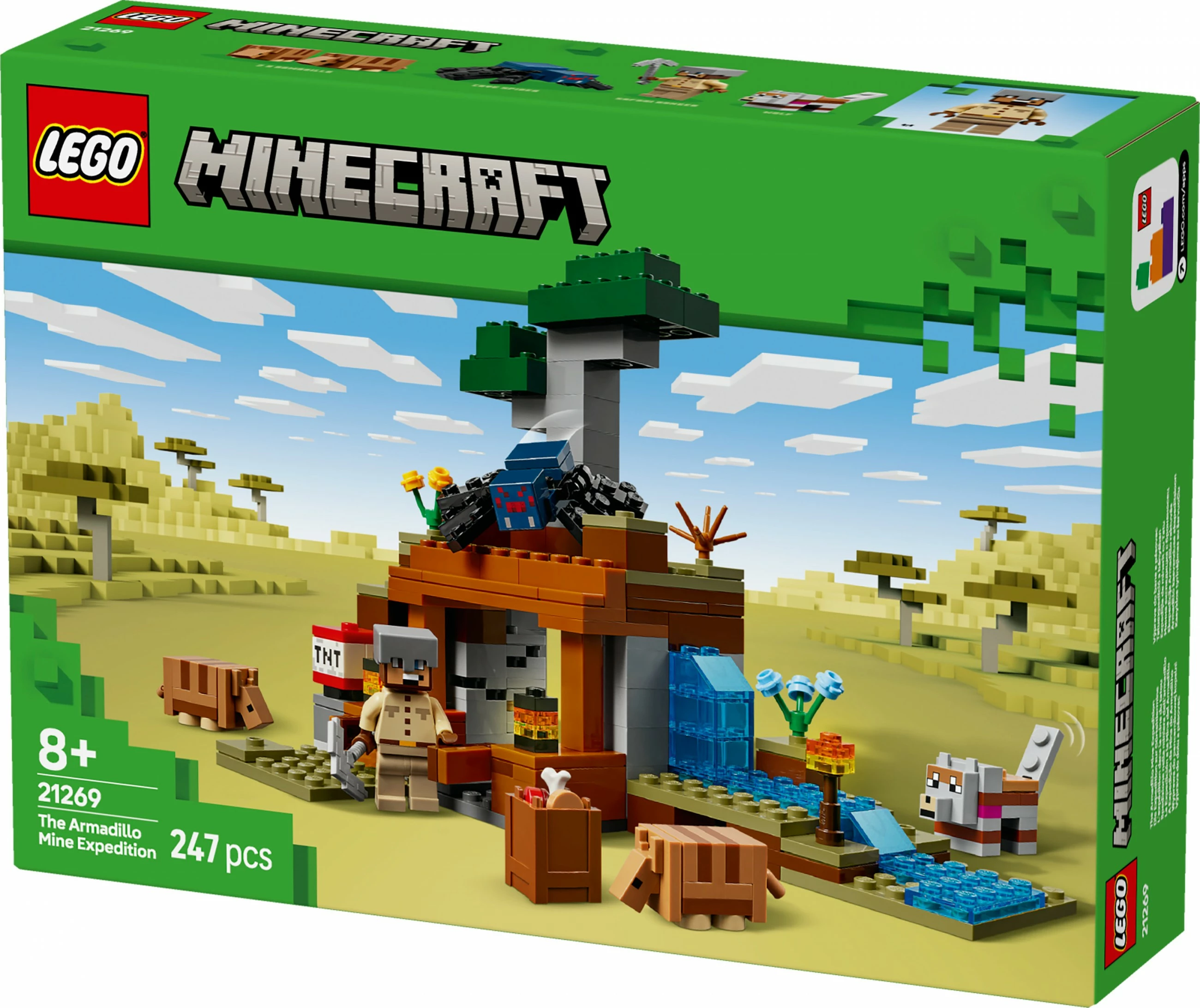 Set gradnje Minecraft 21269, 247 kosov, večbarven