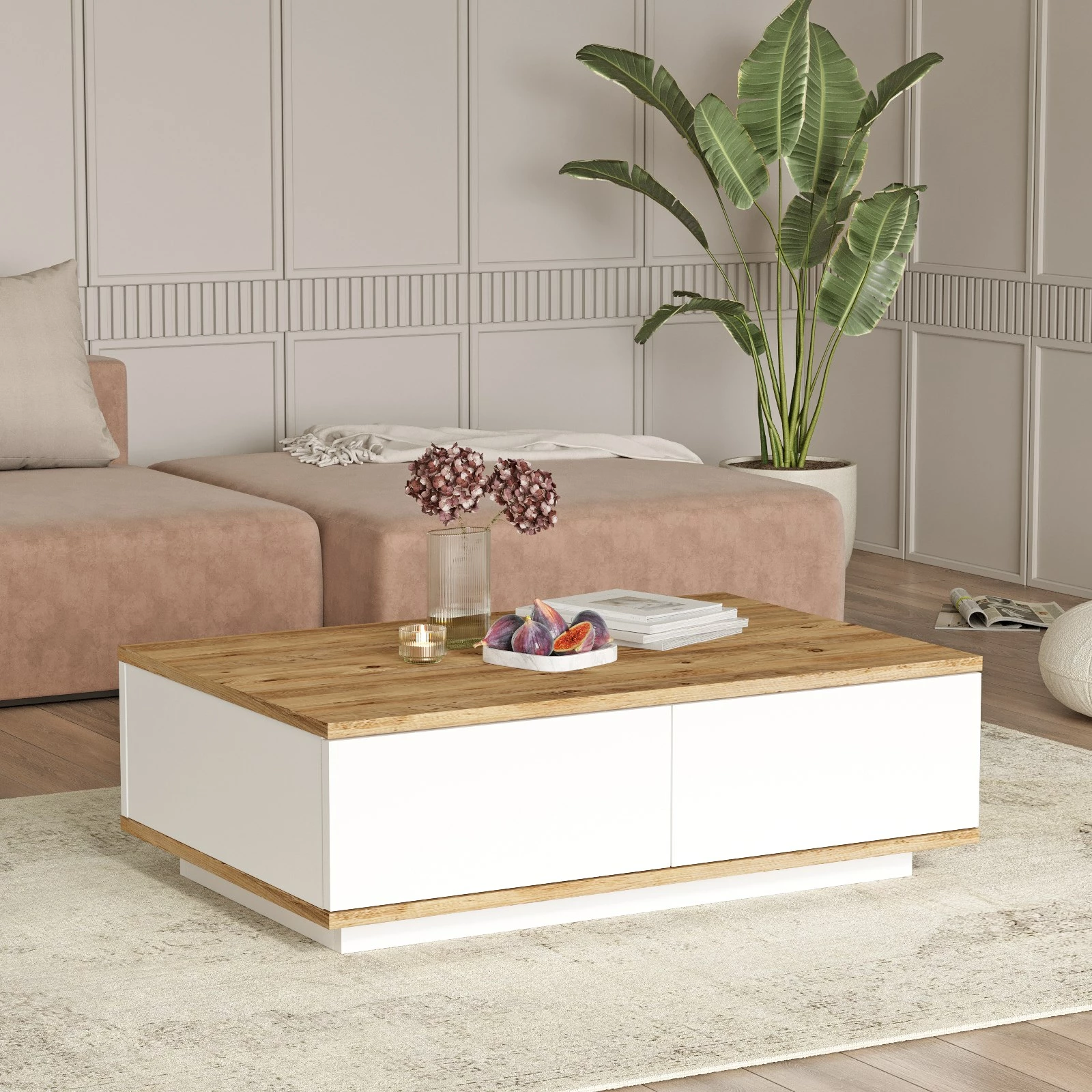 Kavna mizica Hanah Home Fr14-Aw, atlantska borovina in bela