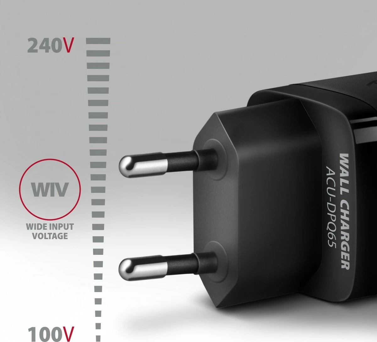 GaN polnilec AXAGON ACU-DPQ65, 65W, 3 vhodi (USB-A + 2× USB-C), črn GaN polnilec AXAGON ACU-DPQ65, 65W, 3 vhodi (USB-A + 2× USB-C), črn