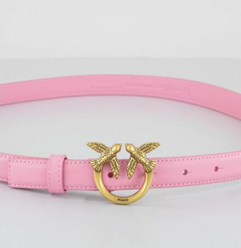 Eleganten usnjen pas Pinko Love Berry H2 za moške in ženske, rožnat
