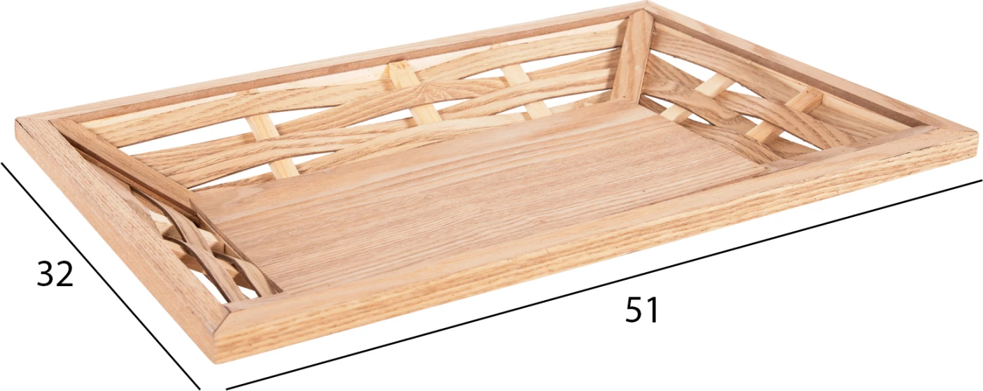 Pravokotni pladenj za serviranje FH4228 iz jelovine in MDF 51x32x5,5Hcm