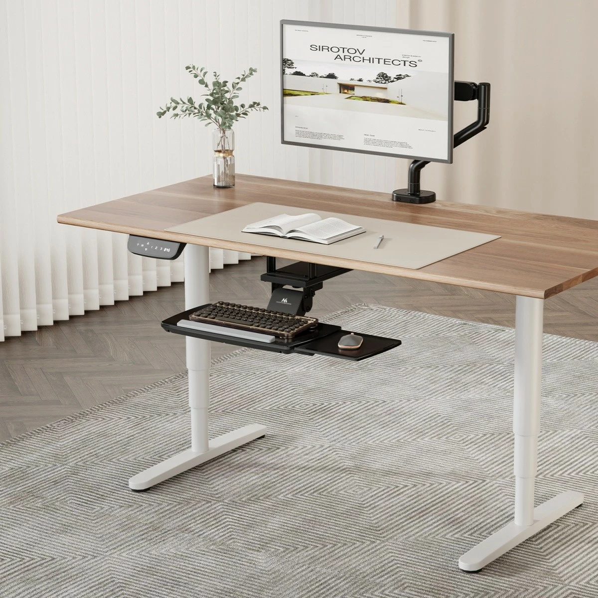 Držalo za tipkovnico, nastavljivo, pod mizo, črno Maclean MC-156 B