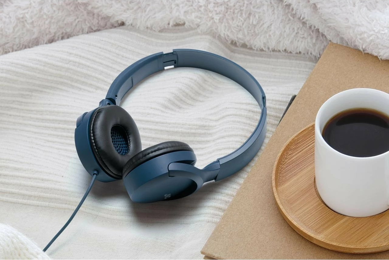 Slušalke USB-C z mikrofonom, kontrola zvoka, on-ear, modre, JVC HA-S33UC