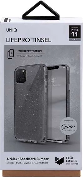 Ovitek za telefon LifePro Tinsel za iPhone 11 Pro, UNIQ, črn z bleščicami
