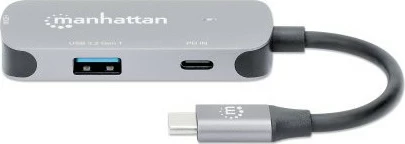 Adapter USB-C na HDMI, 3-v-1 priključna postaja MANHATTAN, siva
