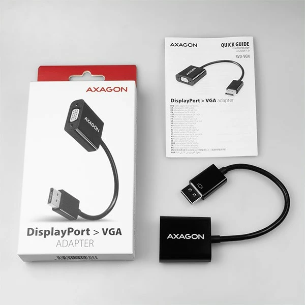 Adapter DisplayPort na VGA AXAGON RVD-VGN, 1920x1200 (Full HD), črn Adapter DisplayPort na VGA AXAGON RVD-VGN, 1920x1200 (Full HD), črn
