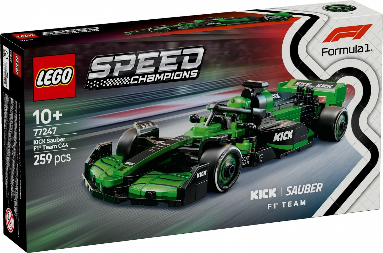 Set LEGO Speed Champions KICK Sauber F1 Team C44, 259 kosov, zelen